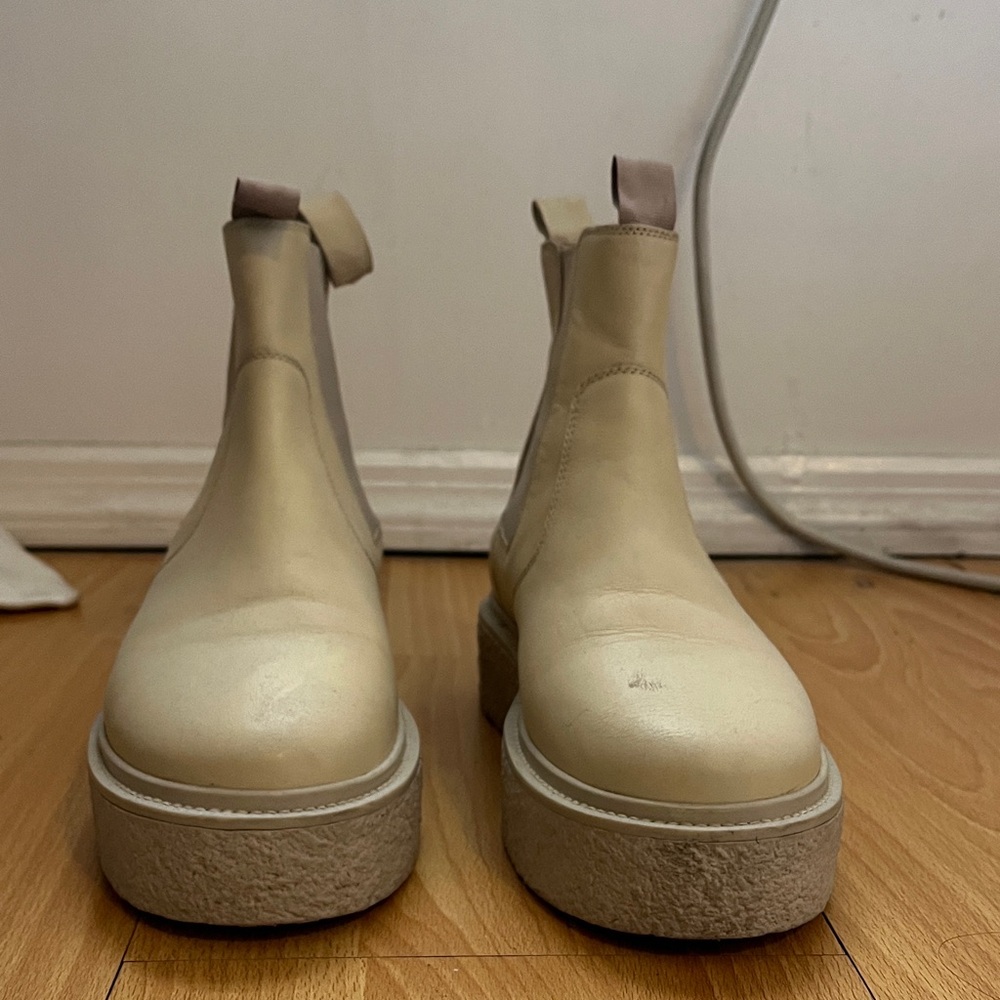 Free People Cream Ankle Boots
